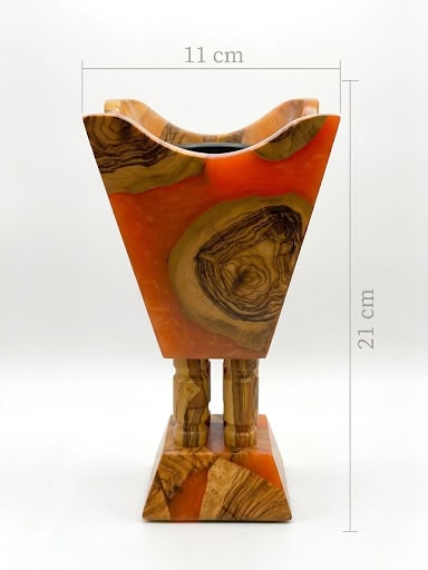 OLIVE WOOD EPOXY RESIN INCENSE BURNER