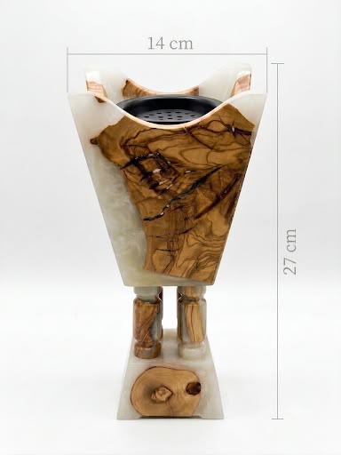 OLIVE WOOD EPOXY RESIN INCENSE BURNER